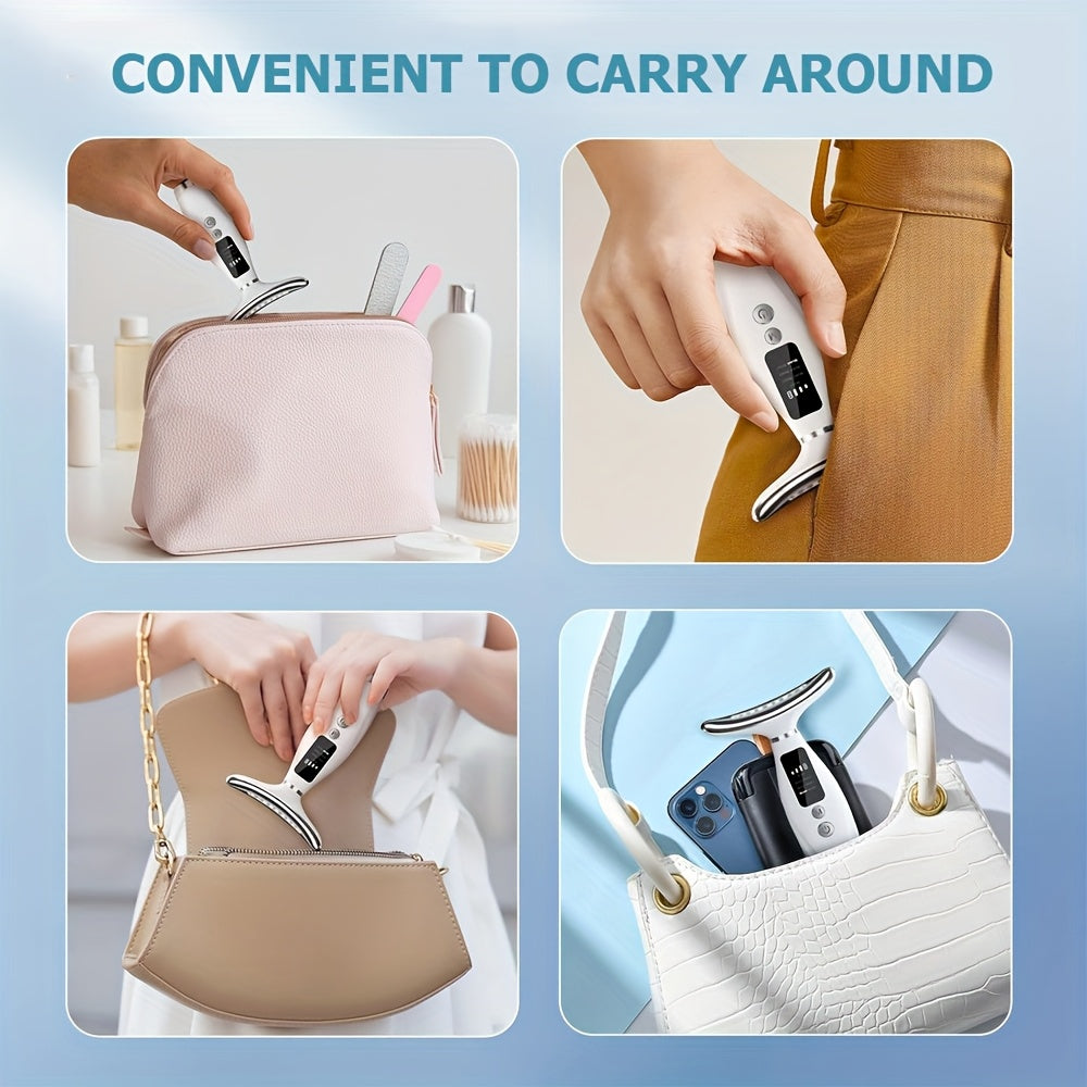 Rechargeable Facial Massager with Digital Display USB Charging for Face and Neck 4 Modes