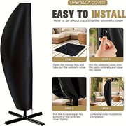 Black Patio Umbrella Cover Fits 9 to 3.66 Meters Water-Resistant Fabric