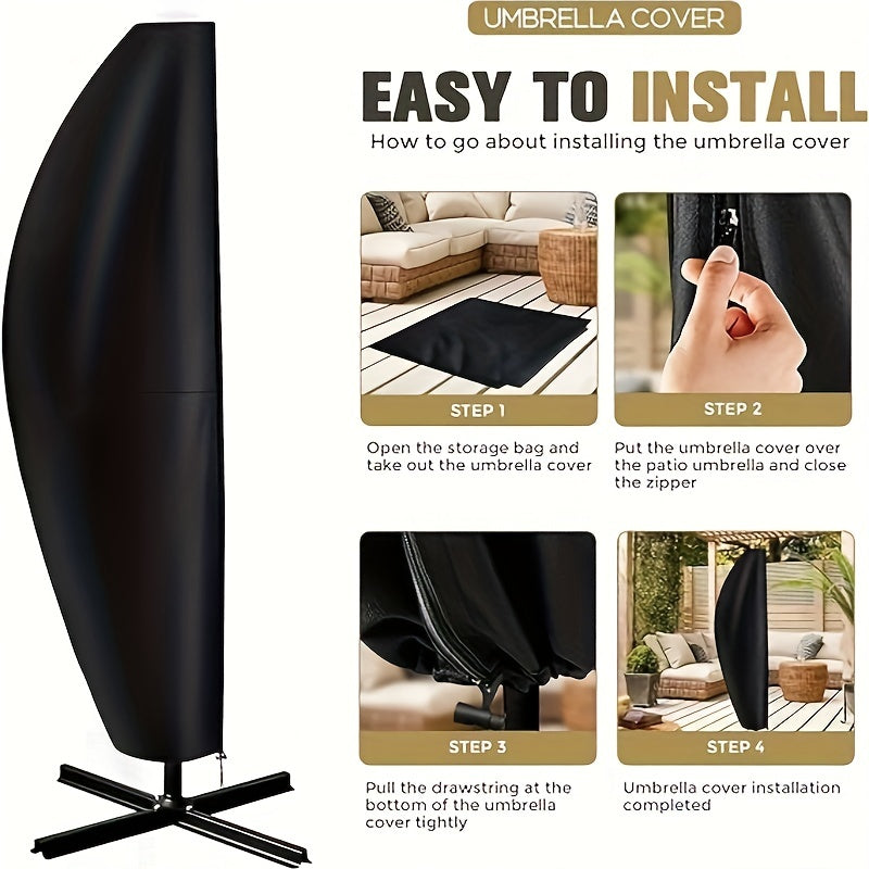 Black Patio Umbrella Cover Fits 9 to 3.66 Meters Water-Resistant Fabric