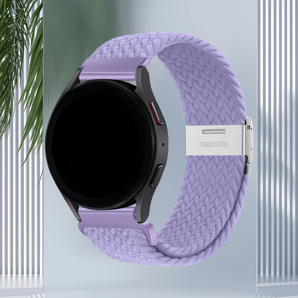 Nylon Braided Sport Loop Band for Galaxy Watch 4 5 6 7 and Active 2 3 4 5 22mm Strap for Men Women