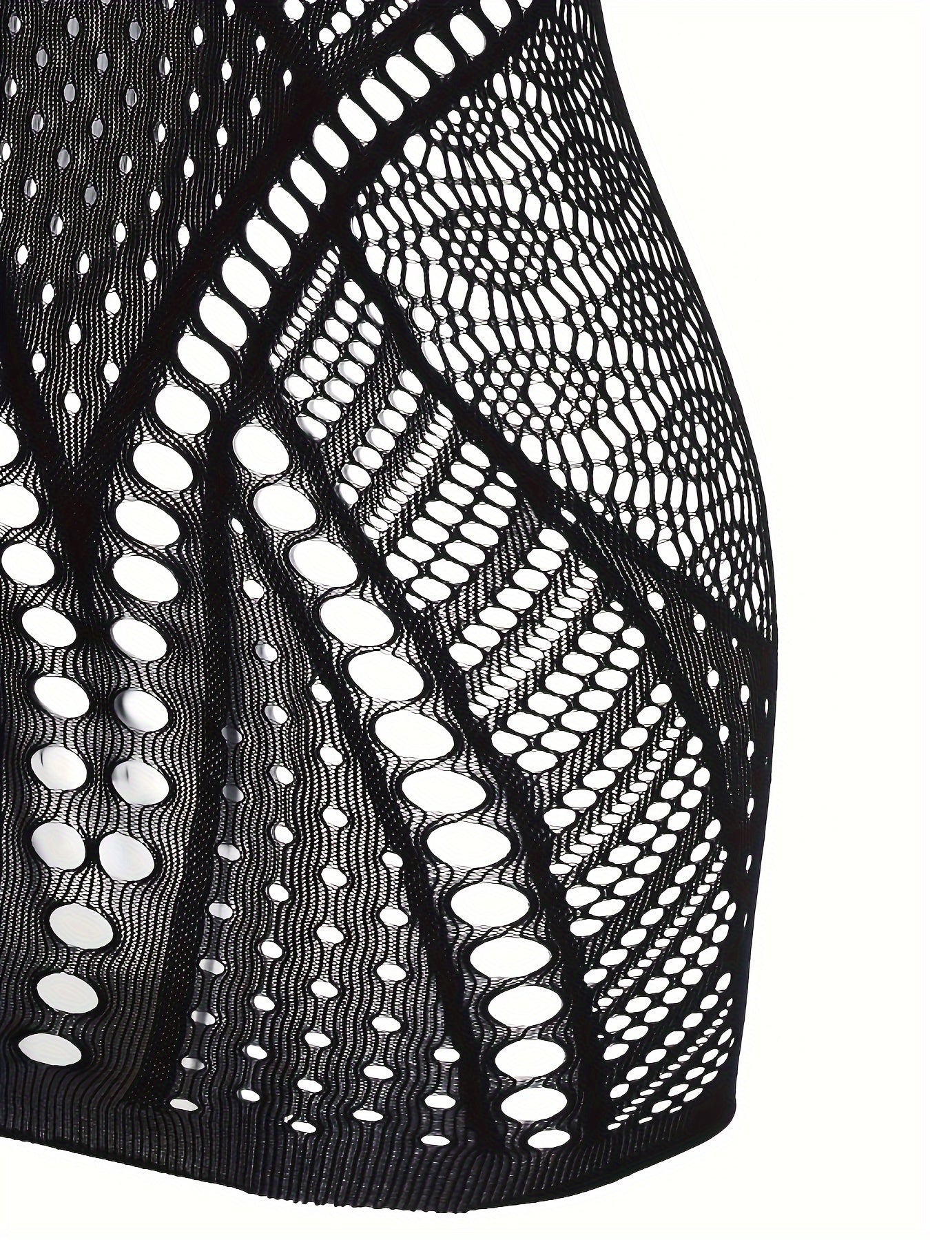 Sexy Lace Mesh Bodycon Dress for Women Hollow-Out Spaghetti Straps Knitted Fabric Nightclub Wear