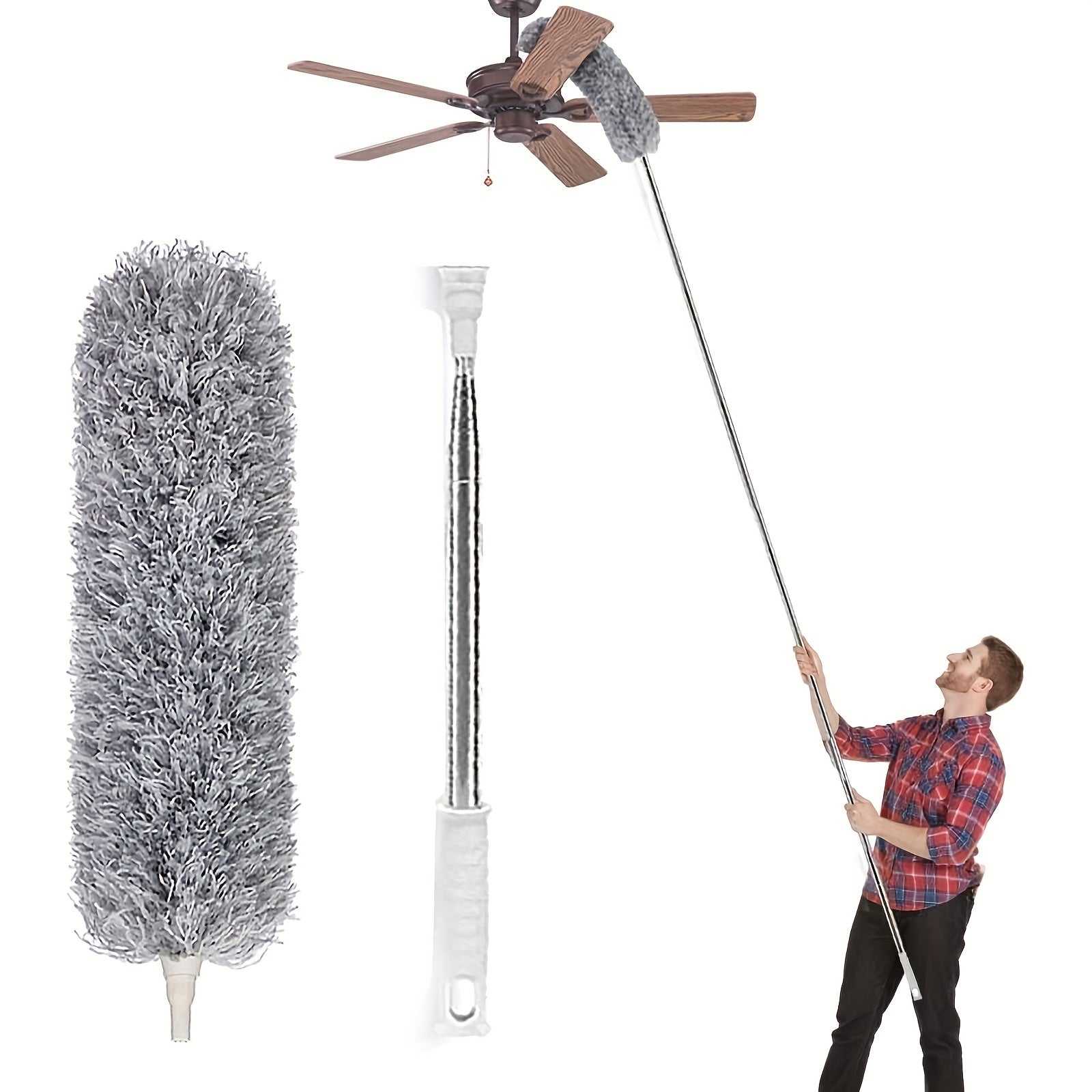 Retractable Duster with Bendable Head for High Ceilings Furniture Car Cleaning