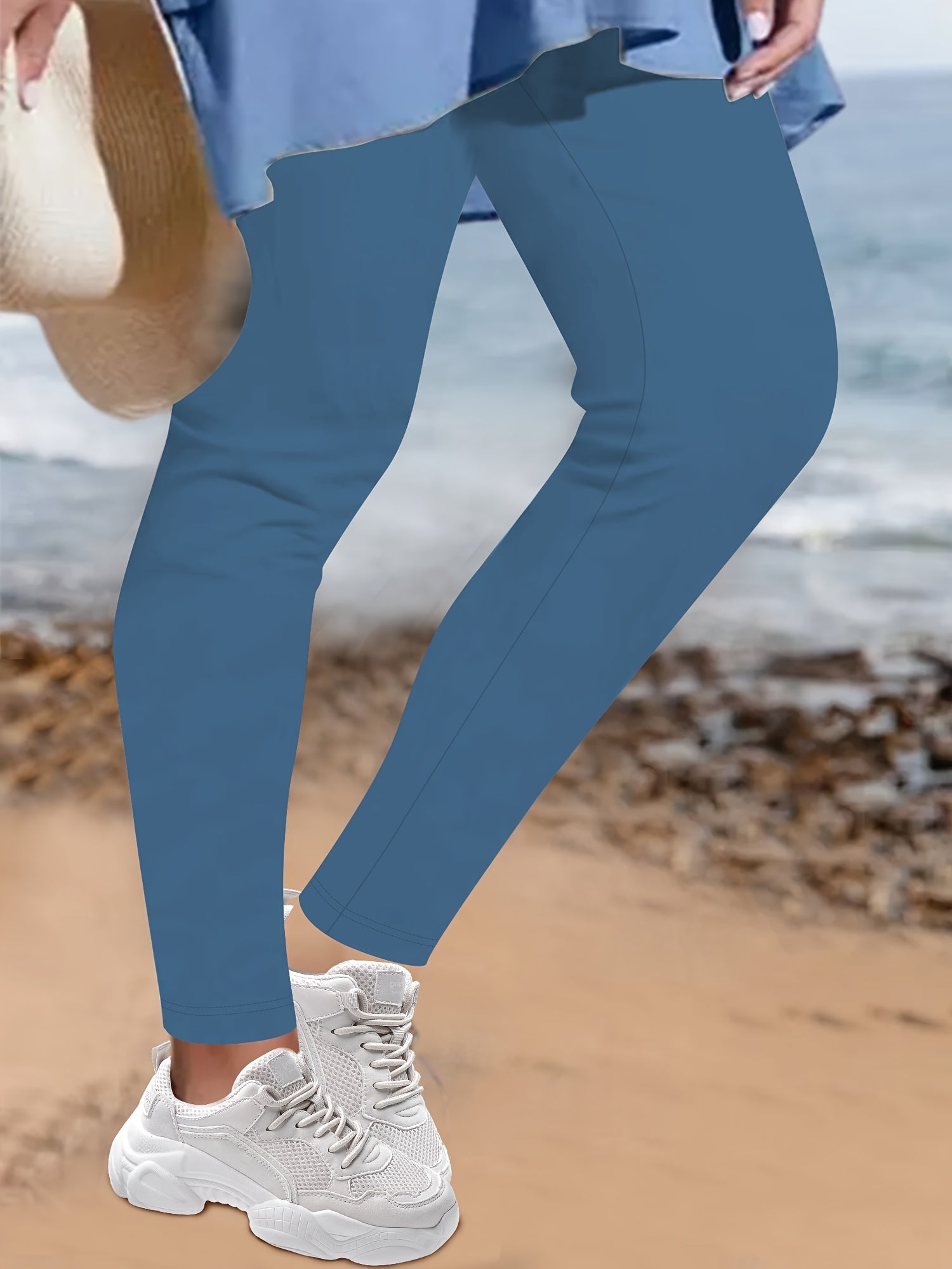 Plus Size High-Waisted Stretch Leggings Tummy Control Non-See-Through