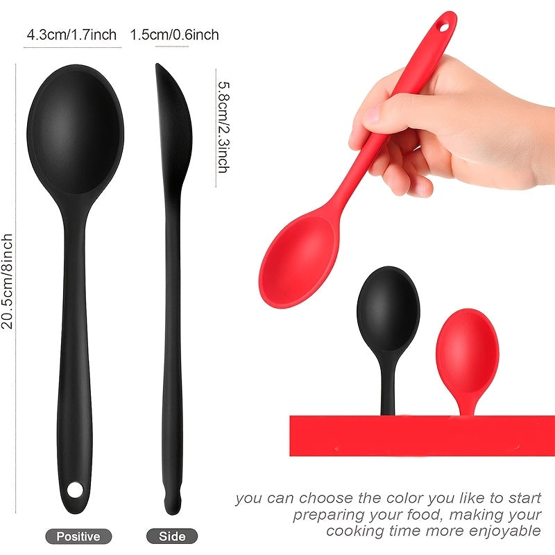 Silicone Cooking Spoon Set 2 or 4 Pieces for Stirring and Mixing