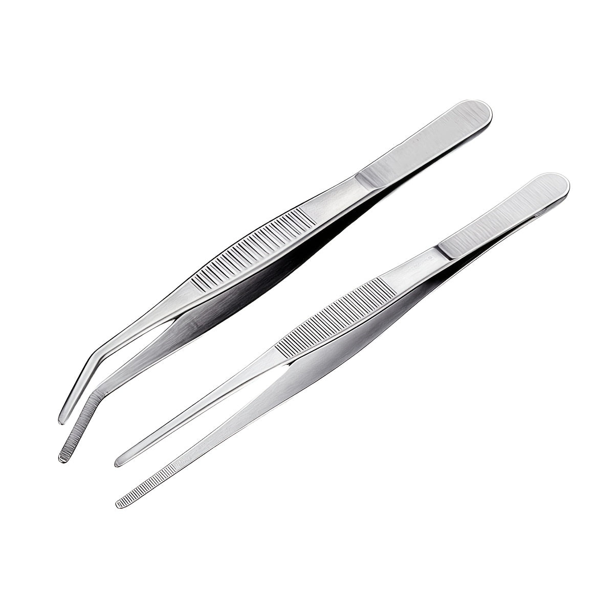 Set of 2 Stainless Steel Tweezers Non-Slip Precision Pliers for Cooking Jewelry Crafting