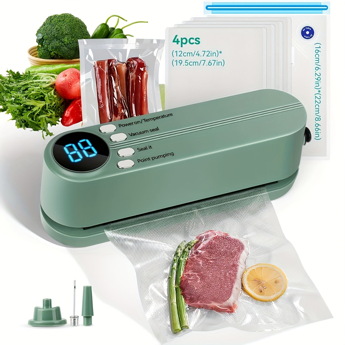 Portable Vacuum Sealer with Inflatable Pump USB Rechargeable Food Preservation Compact