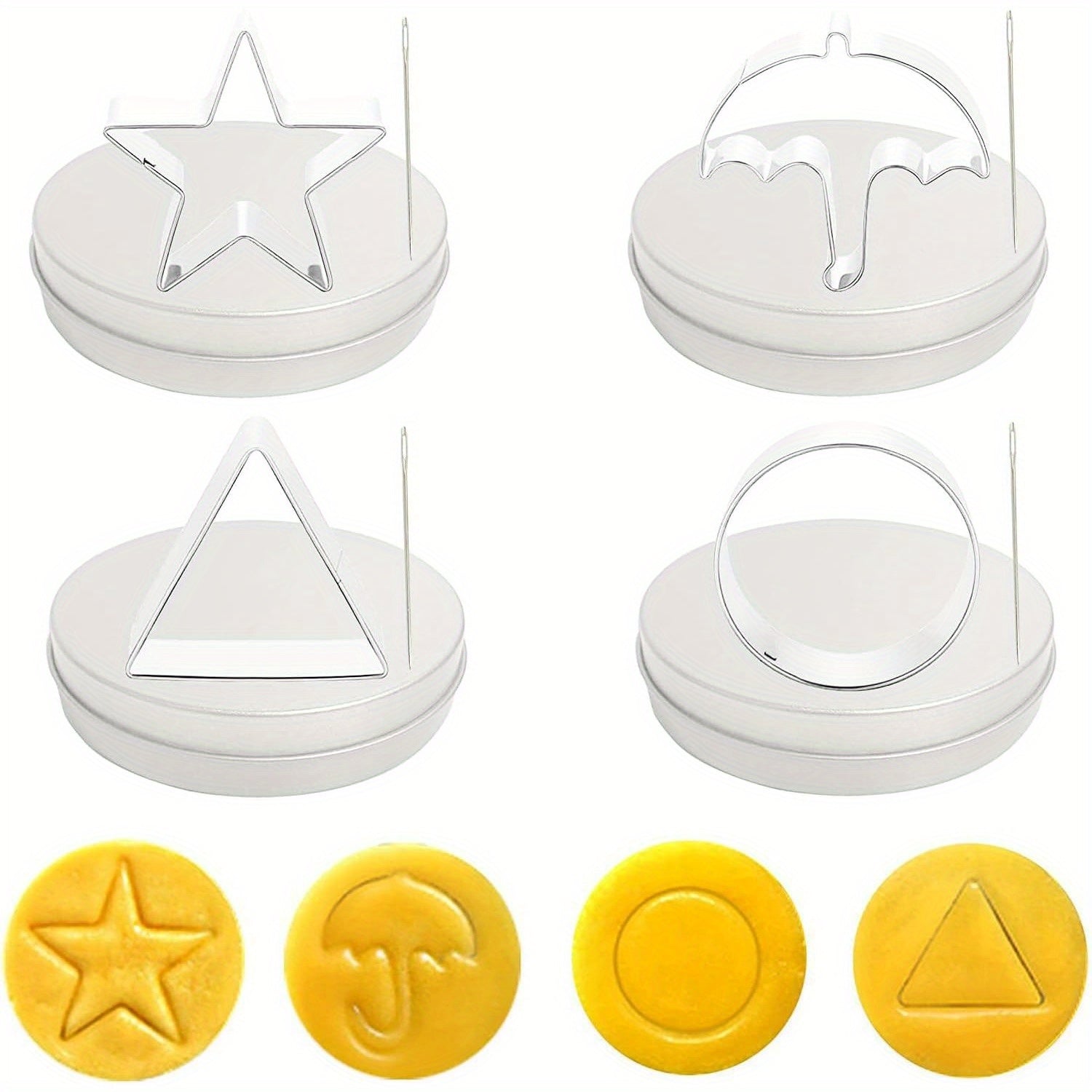 Stainless Steel Cookie Cutter Set with 4 Shapes Including Star Umbrella Triangle and Circle for Baking and Cake Decorating