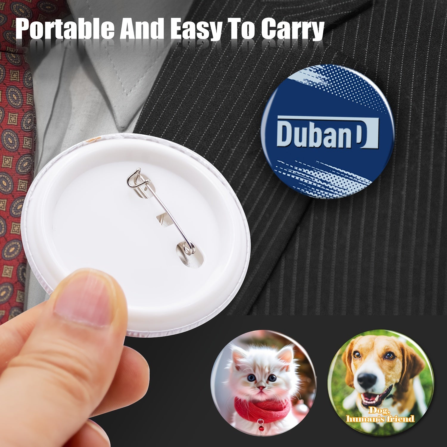 50 Sets of 58mm Round Button Parts for DIY Pin Making Plastic and Tinplate