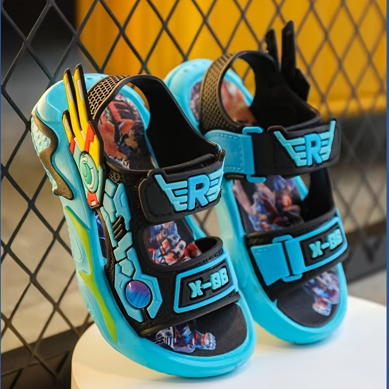 Boys' 2024 Breathable Anime Design Sandals with Microfiber Insole and PVC Upper