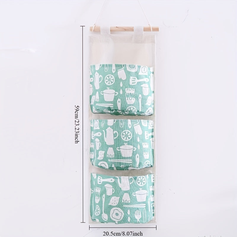 Bolsa de almacenamiento de pared multiusos con tres bolsillos grandes, organizador colgante para armario, dormitorio, baño