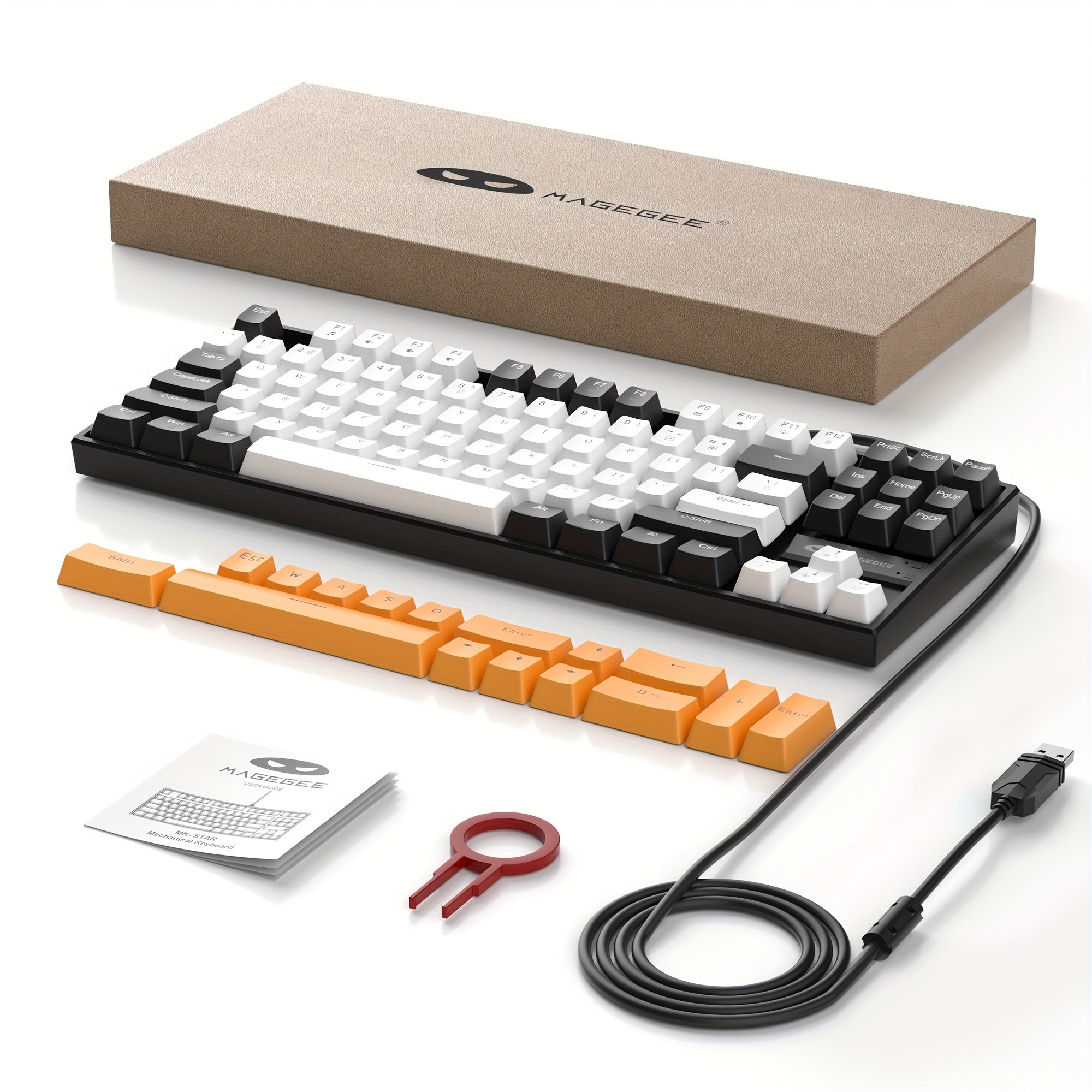 87-Key Mechanical Gaming Keyboard Backlit Wired Ergonomic Black and Blue