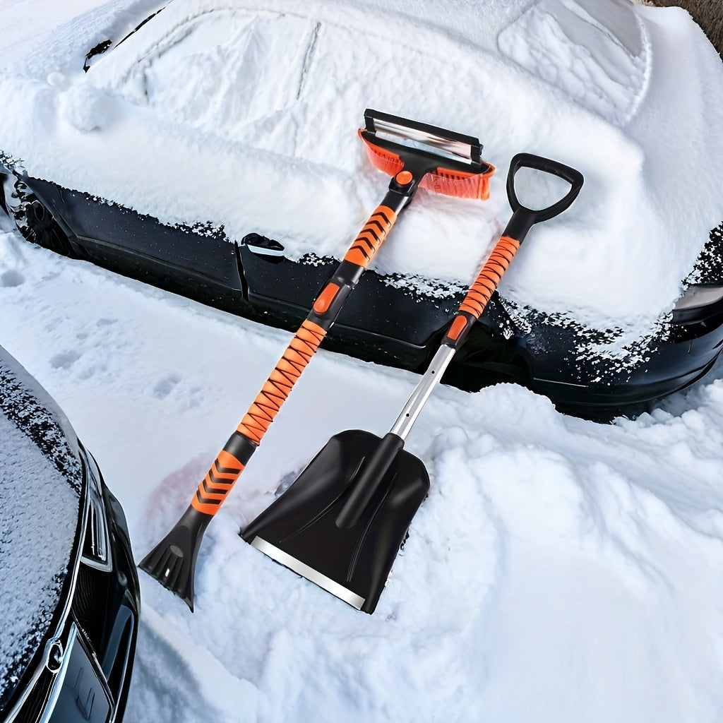 2-in-1 Telescopic Snow Shovel and Ice Scraper Set with Adjustable Squeegee