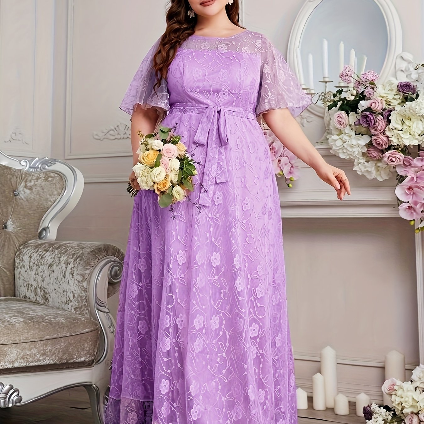 Plus Size Summer High-Waisted Lace Skirt for Women All-Season Elegant Long Length