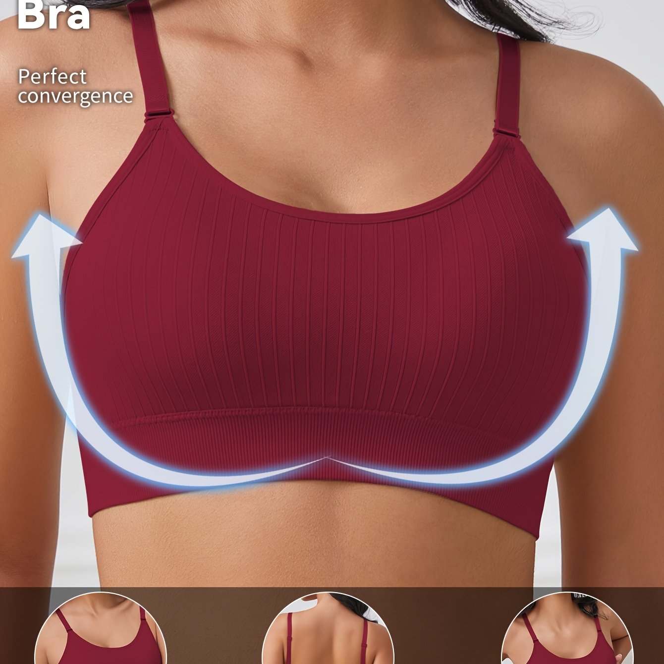 Women's Seamless Bralette with Deep U-Neck Backless Design Removable Pads