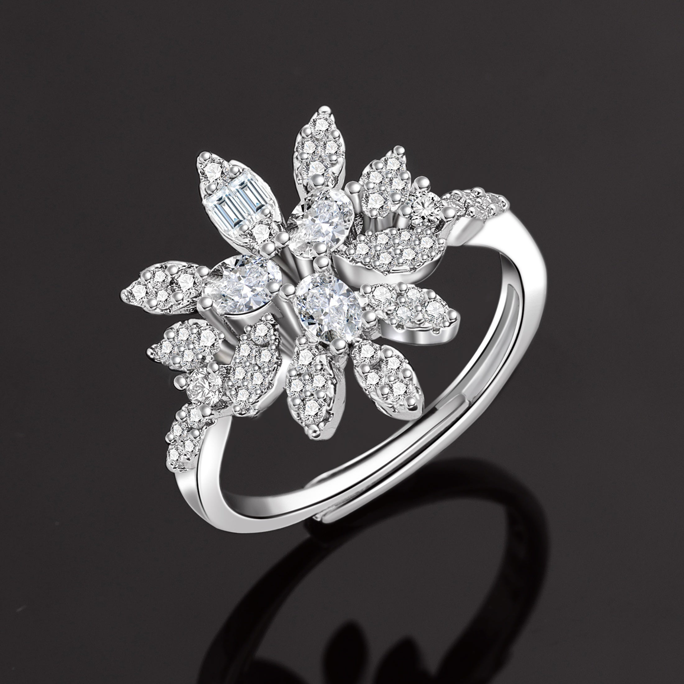 Platinum Plated Copper Bridal Jewelry Set with Zirconia Necklace Bracelet Earrings