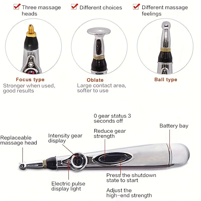 Bolígrafo de masaje eléctrico con pantalla digital y 9 modos para aliviar la espalda, la cintura y las piernas