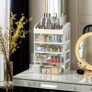 Multi-Layer Desktop Storage Organizer with Drawer for Cosmetics Jewelry and Stationery White