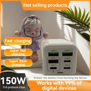 Multi-Port Charger with 3 USB and 3 PD Ports Fast Charging Battery Protection 20-30W