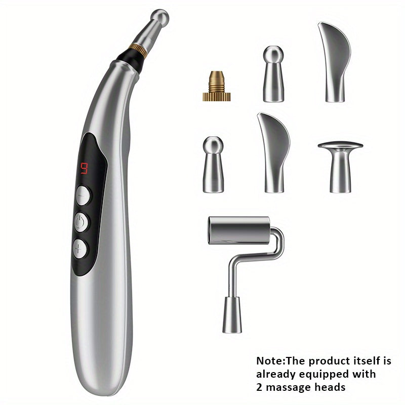 Bolígrafo de masaje eléctrico con 9 configuraciones, pantalla digital, recargable para espalda, cintura y piernas