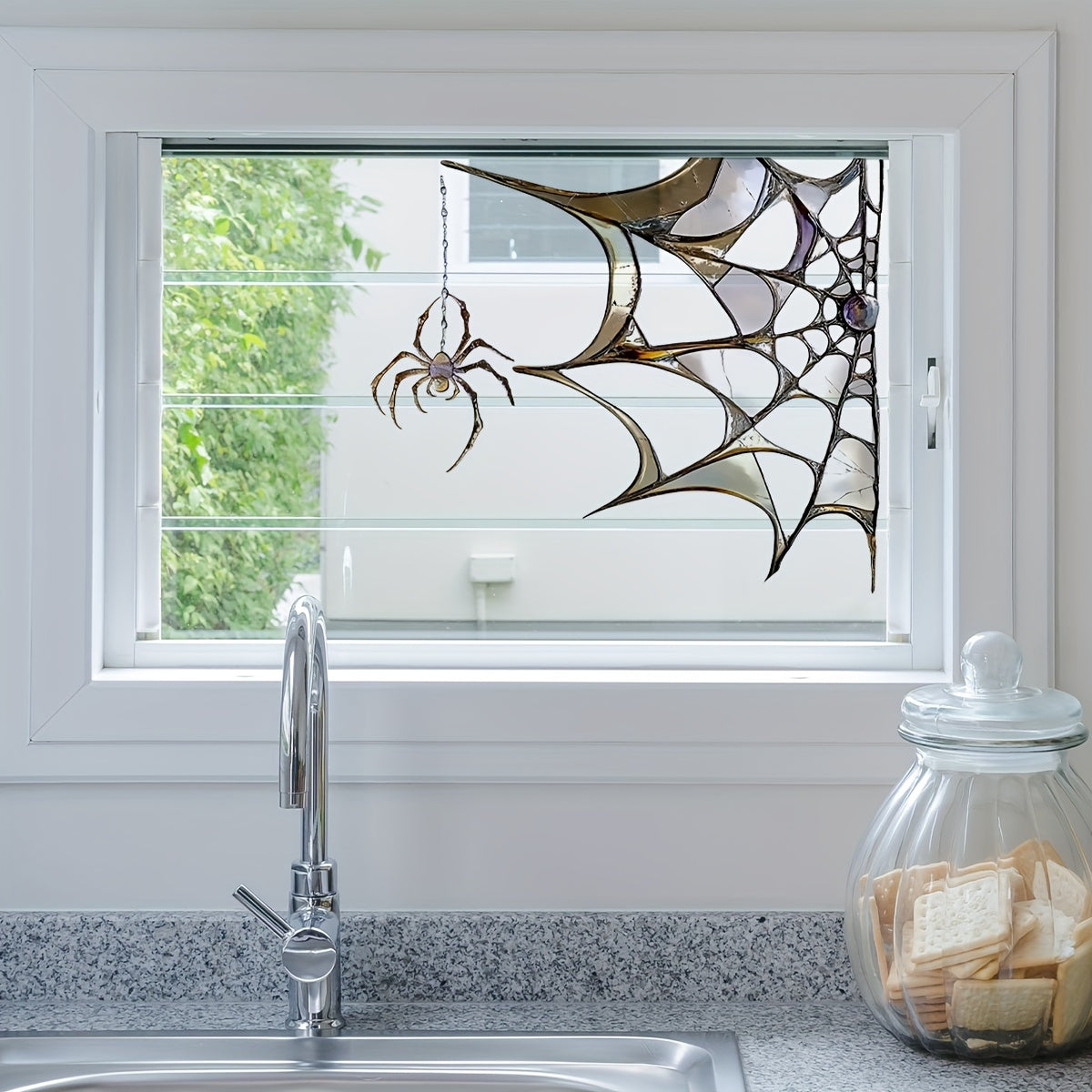 Halloween Spider Web Window Film Decal Reusable Static Cling Durable PVC