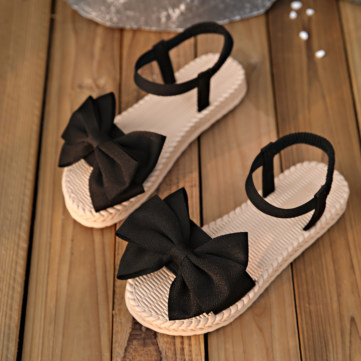 Women's Flat Bowknot Sandals Open Toe Summer Casual Beach Shoes