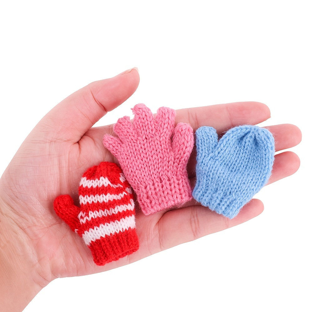 Guantes decorativos de Navidad en miniatura, adornos hechos a mano para el hogar y la oficina