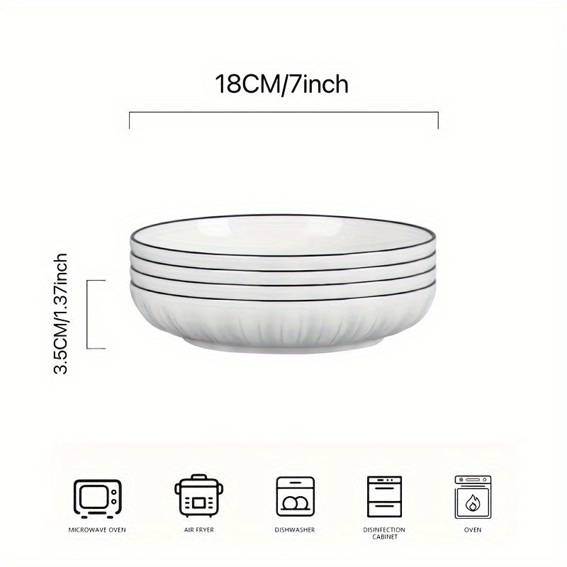 4-Piece Ceramic Serving Bowls Set for Salad Dessert Kitchen Home Restaurant