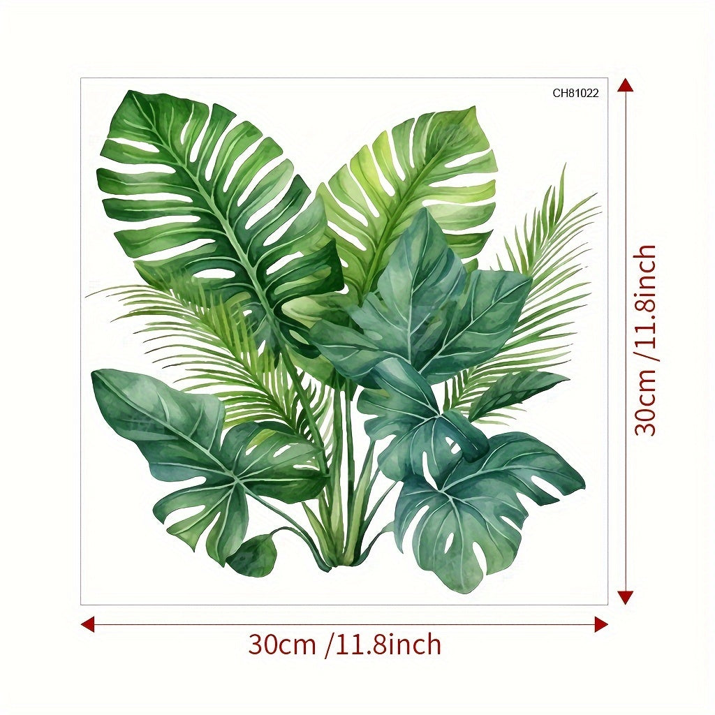 Pegatinas decorativas para plantas verdes en el baño, resistentes al agua, removibles, para cubiertas de inodoro, adhesivos decorativos