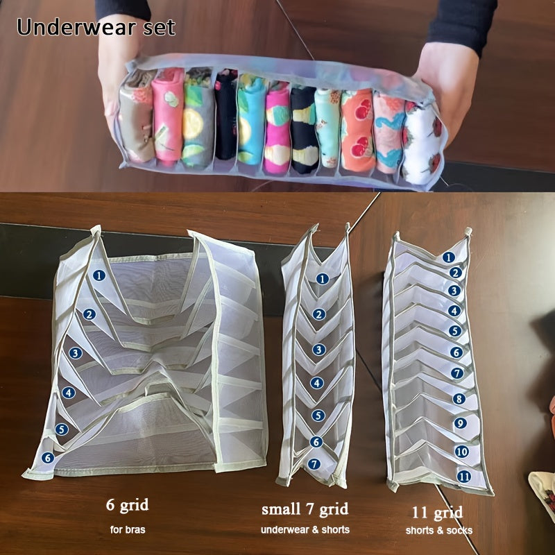 Storage Organizer for Clothes Socks and Underwear with Mesh Bags and Drawer Dividers