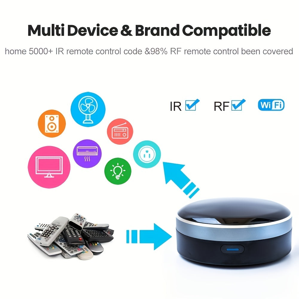 Universal Remote Control WiFi IR RF App Voice Compatible with Smart Home Devices Tabletop USB Powered