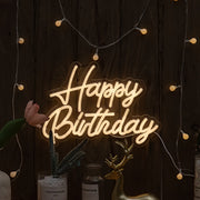 Neon Happy Birthday Sign Blue USB Wall Mountable Festive Room Decor