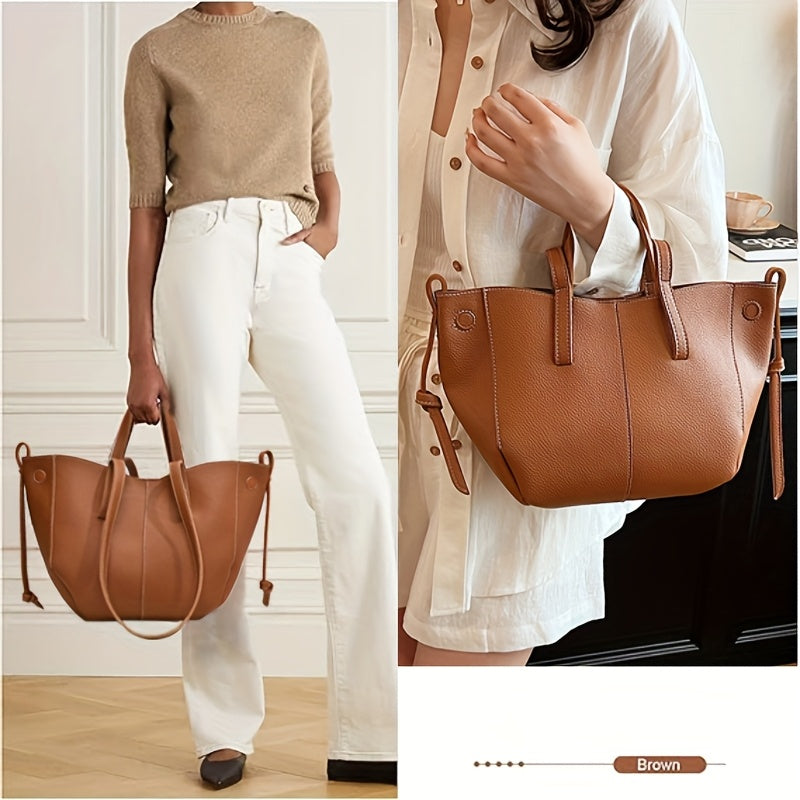 Women's Autumn PU Tote Bag with Magnetic Closure Black