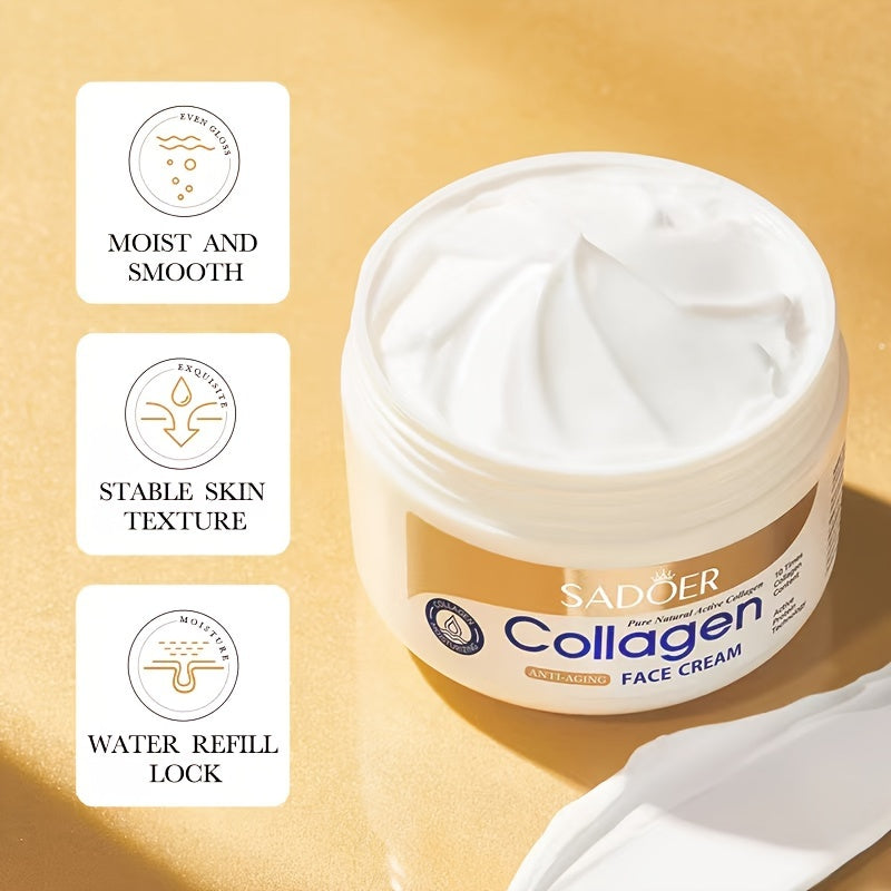 Unisex Collagen Face Cream with Glycerin and Hyaluronic Acid for Hydration and Brightening