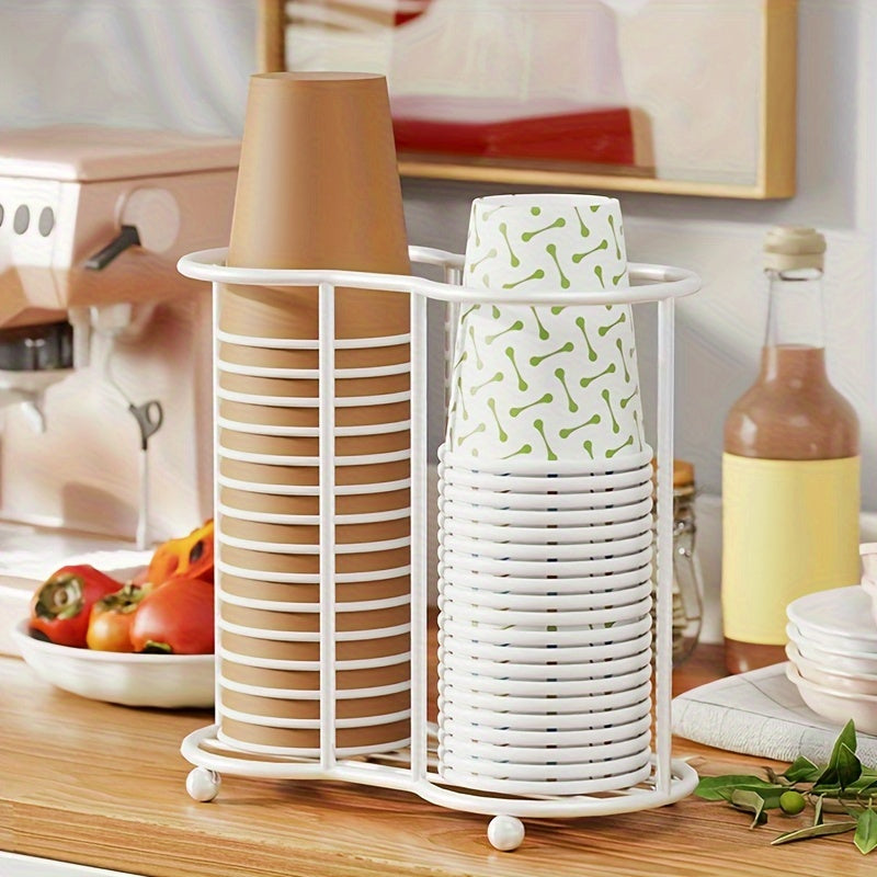 Double Tube Disposable Cup Dispenser for Spa Home Office Bar Cafe Sturdy Space-Saving Cup Holder