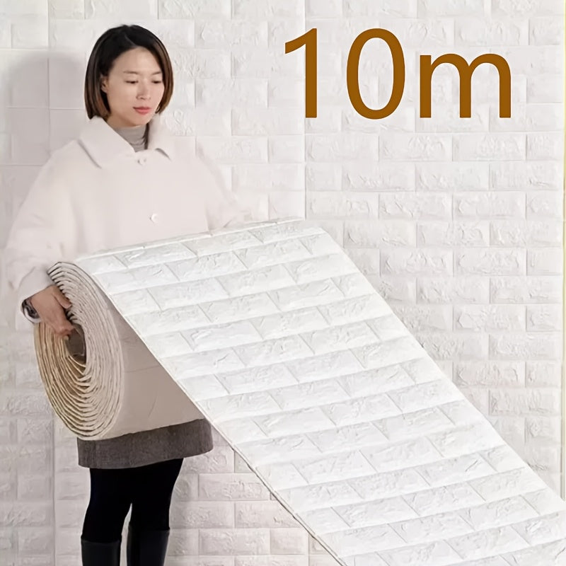 Self-Adhesive Vinyl Wallpaper 3D Brick Pattern Washable Peel and Stick for Kitchen Living Bathroom Hallway