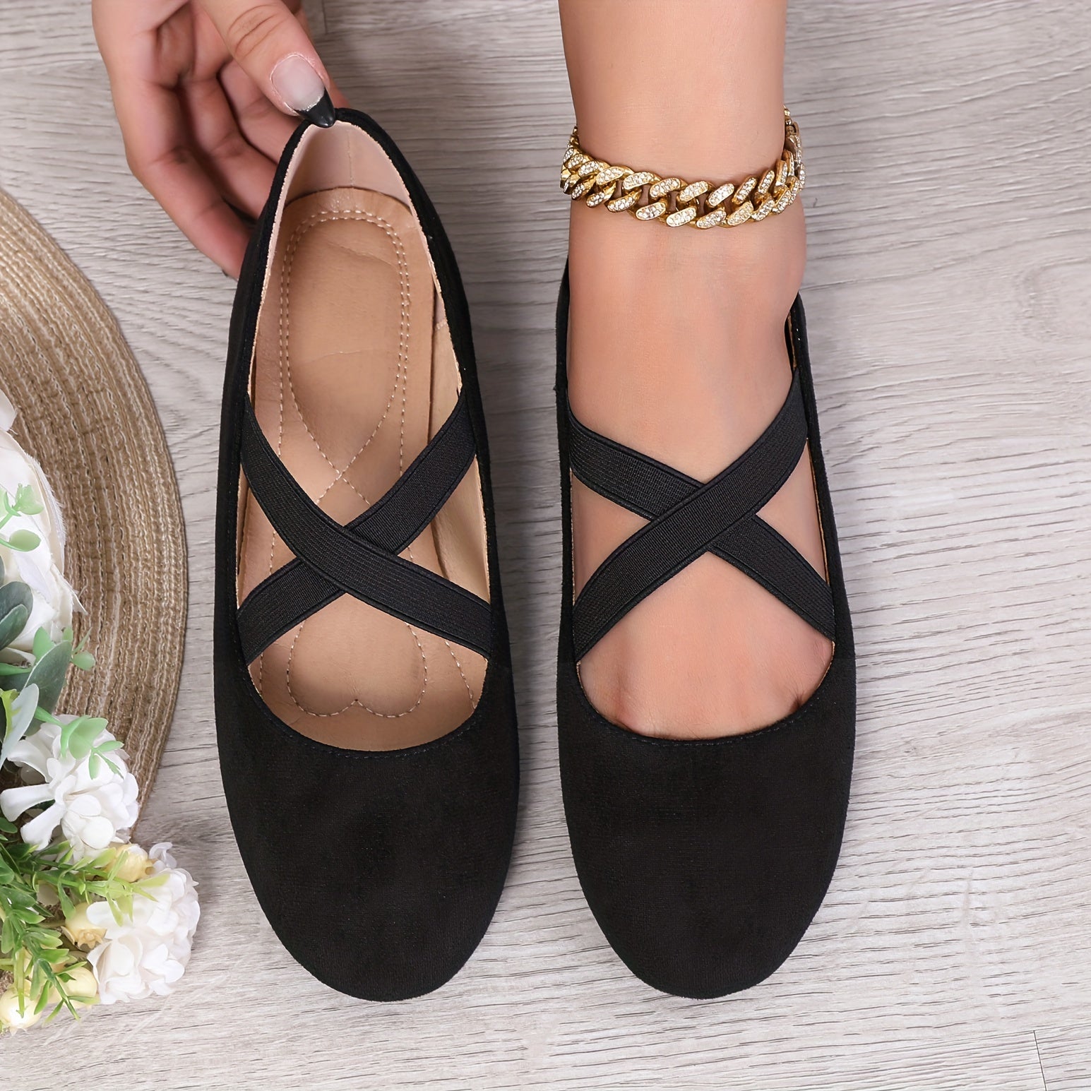 Women's Slip-On Ballet Flats, Solid Color, Soft Sole, Casual Casual Shoes