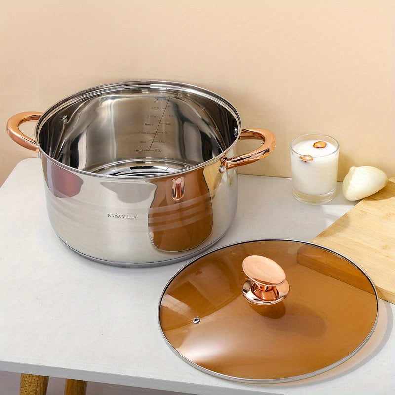 Stainless Steel Small Soup Pot with Double Handles for Stews Noodles Porridge