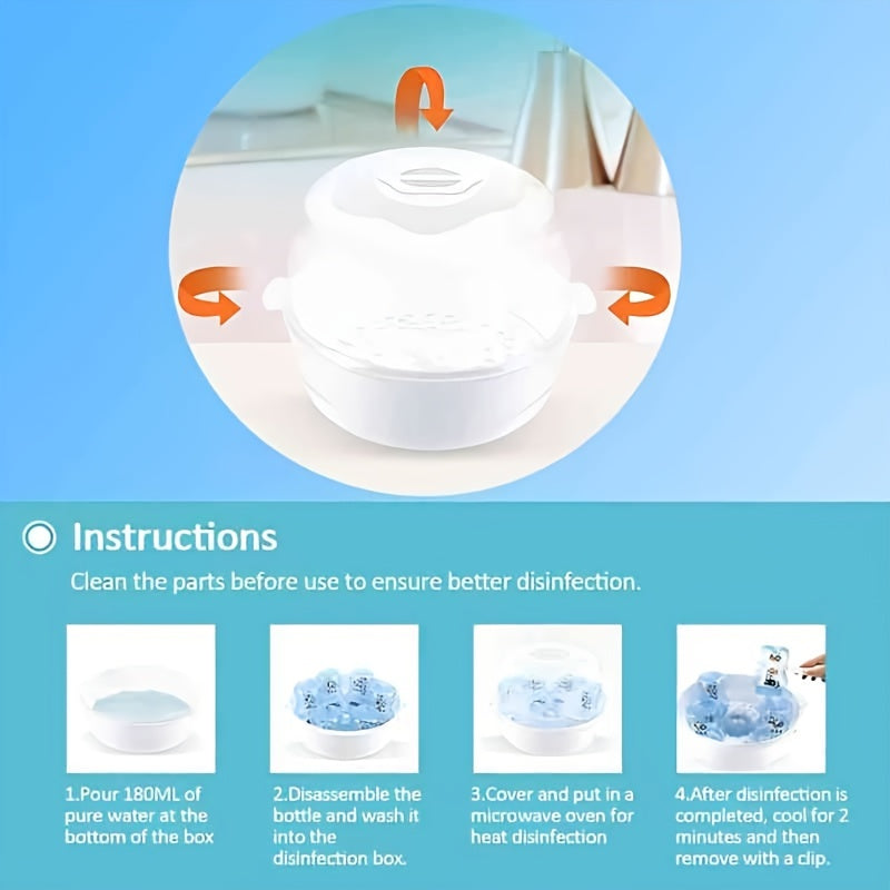 Стерилизатор бутылок с ручкой, устойчивый к высоким температурам - паровой санитайзер для дезинфекции посуды и игрушек.