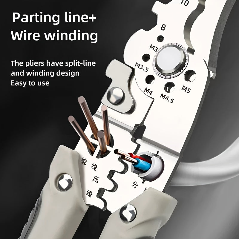 8-in-1 Metal Wire Stripper Pliers with Cable Cutter Crimper Nail Extractor