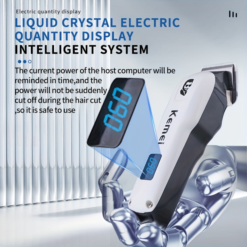 Клипер для волос Kemei с USB-зарядкой, профессиональный триммер с цифровым дисплеем. Идеальный подарок на праздник KM-232.