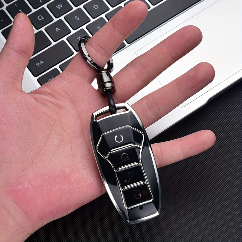 Car Key Fob Cover TPU Silicone 4-Button Remote Key Case with Keychain