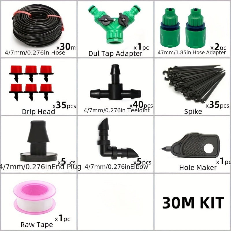 Adjustable PVC Micro Drip Irrigation System Kit for Garden Plant Watering 5-40m