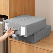 Juego de cuatro cajas de almacenamiento para sábanas de tela no tejida con tapas, organizadores para debajo de la cama y armario