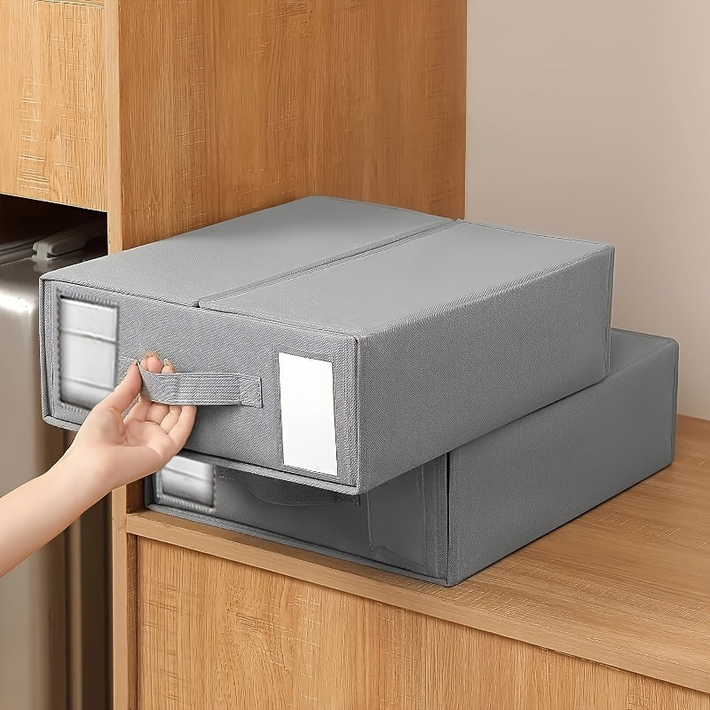 Juego de cuatro cajas de almacenamiento para sábanas de tela no tejida con tapas, organizadores para debajo de la cama y armario