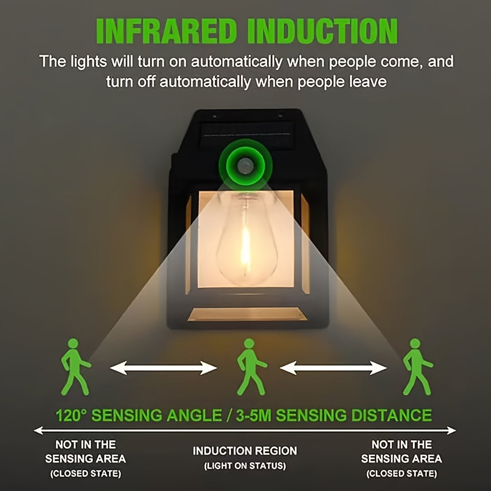 Solar Wall Lamp with Motion Sensor and 3 Lighting Modes for Outdoor Patio Garage Yard