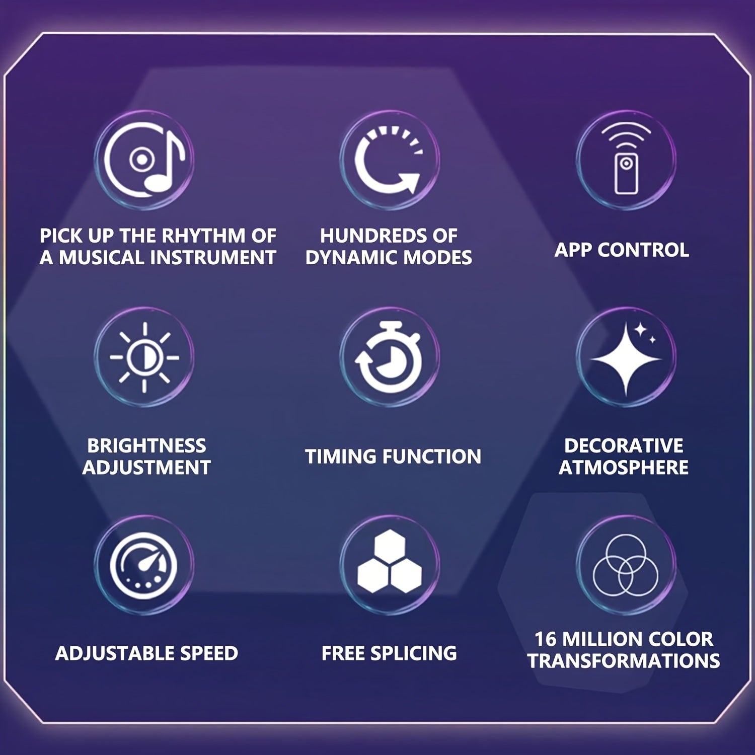Juego de 10 paneles modulares de luces LED hexagonales RGB para pared, para bricolaje en empalme de geometría y sincronización con música