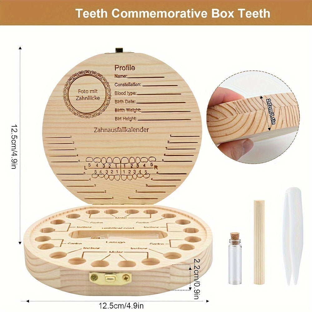 Wooden Keepsake Box with Garland Letter Print Cork Lined for Lost Tooth Storage