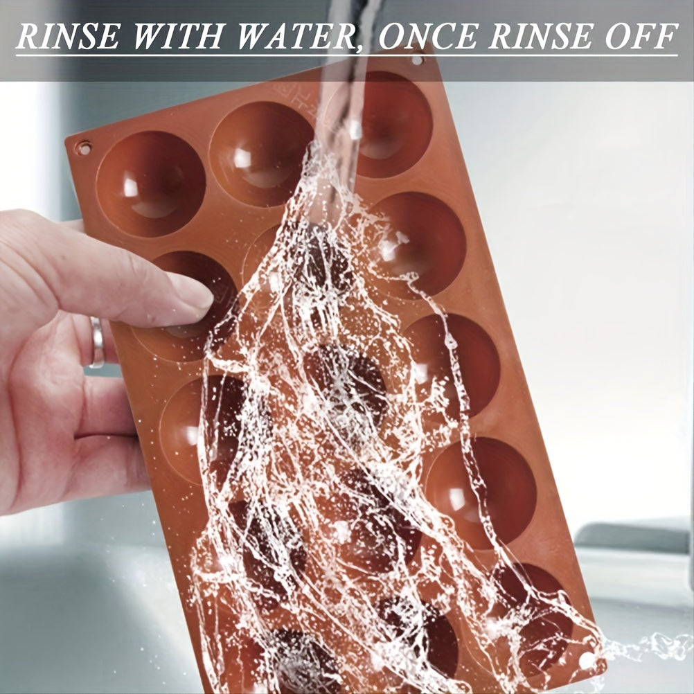 Set of 3 Silicone Molds for Chocolate Cake Ice Cubes and Jellies Round Hemispherical Cavities