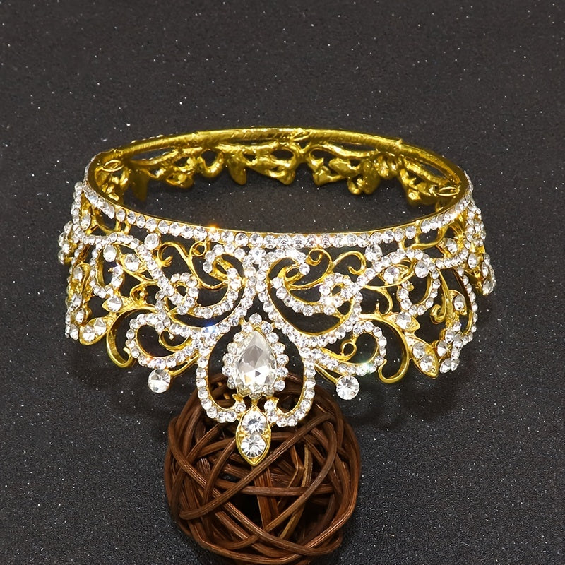 Gold and Silver Wedding Tiara Crystal Rhinestone Crown for Cake Topper Small Round Birthday Crown