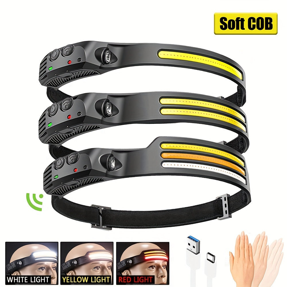 Rechargeable Motion Sensor LED Headlamp for Camping Running Fishing Hiking